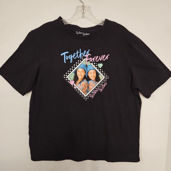 90s TV sitcom 'Sister Sister' Together Forever black short sleeve graphic tee M. - Picture 1 of 6